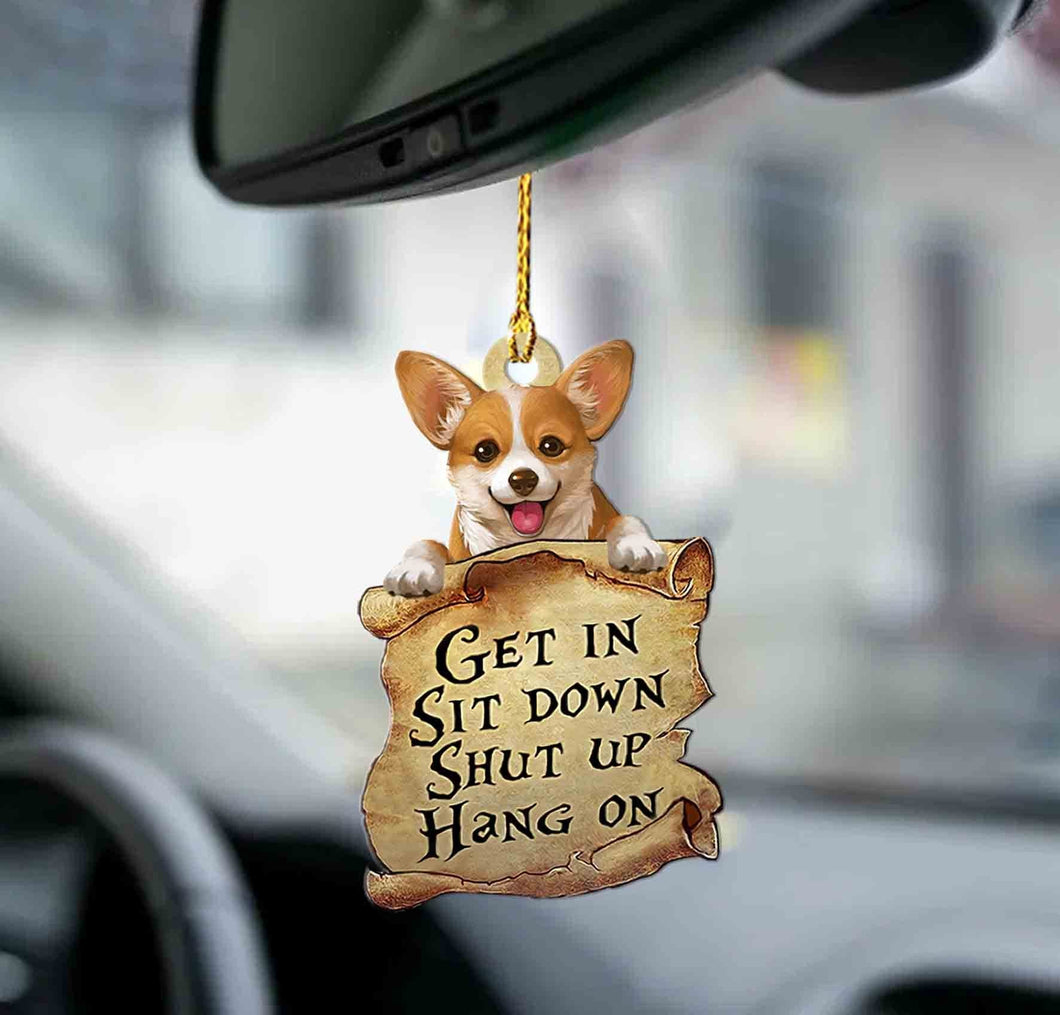 Godmerch- Ornaments- Corgi get in corgi lover two sided ornament, Dog Ornaments, Car Ornaments