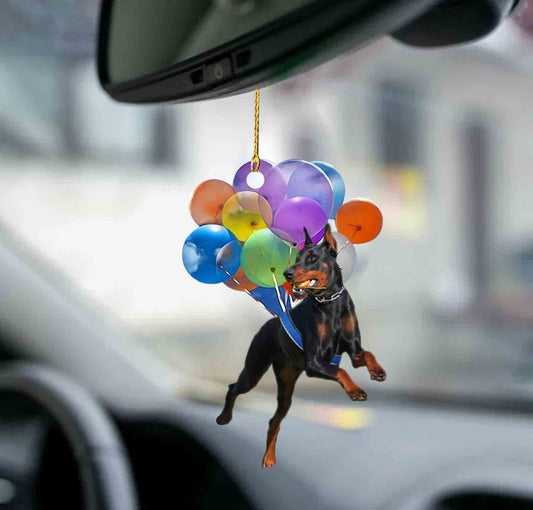 Doberman Pinscher Fly With Bubbles Dog Hanging Ornament Auto Ornament Godmerch