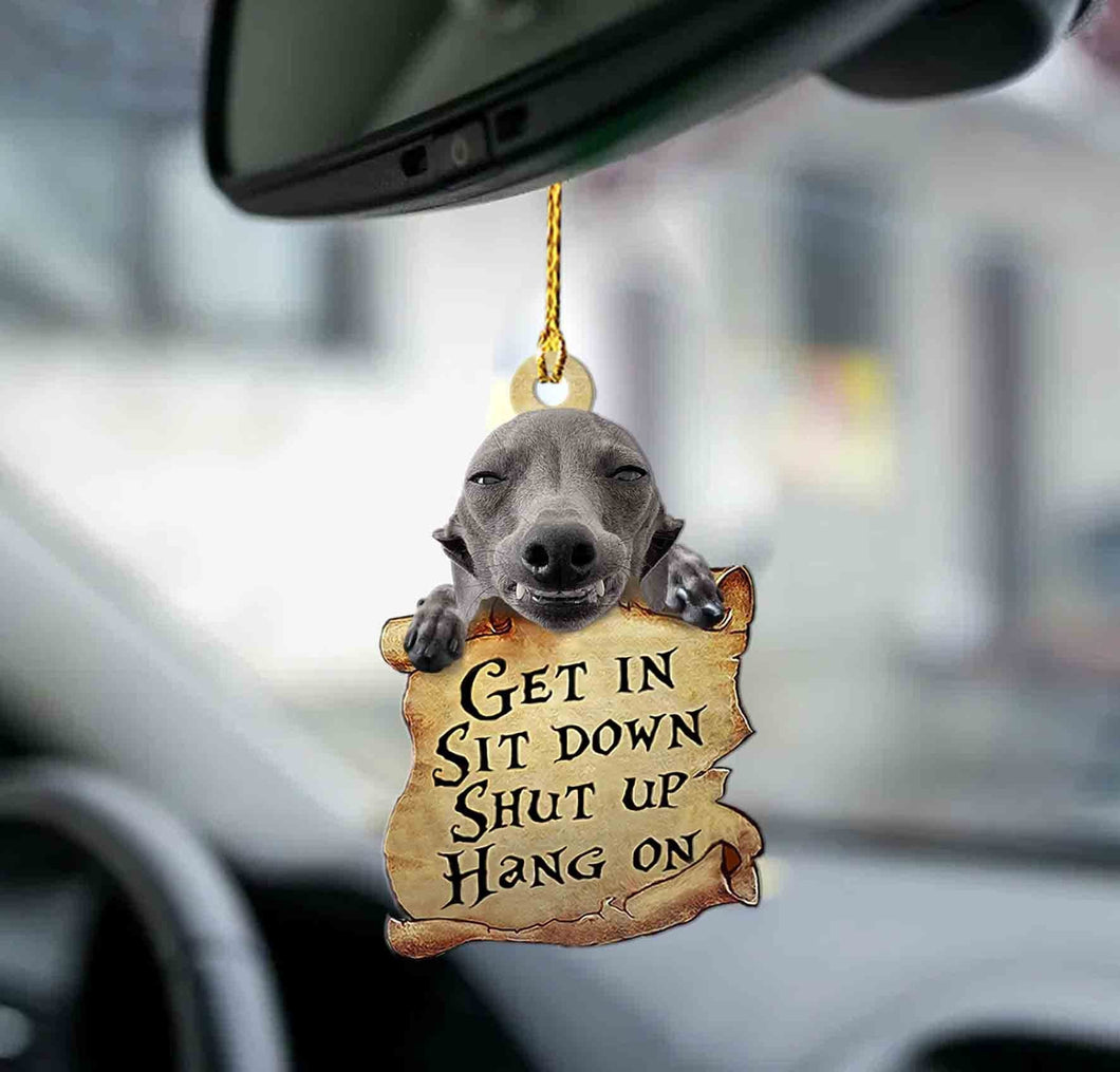 Greyhound Get In Greyhound Lover Dog Moms Two Sided Ornament, Funny Animal Car Ornaments