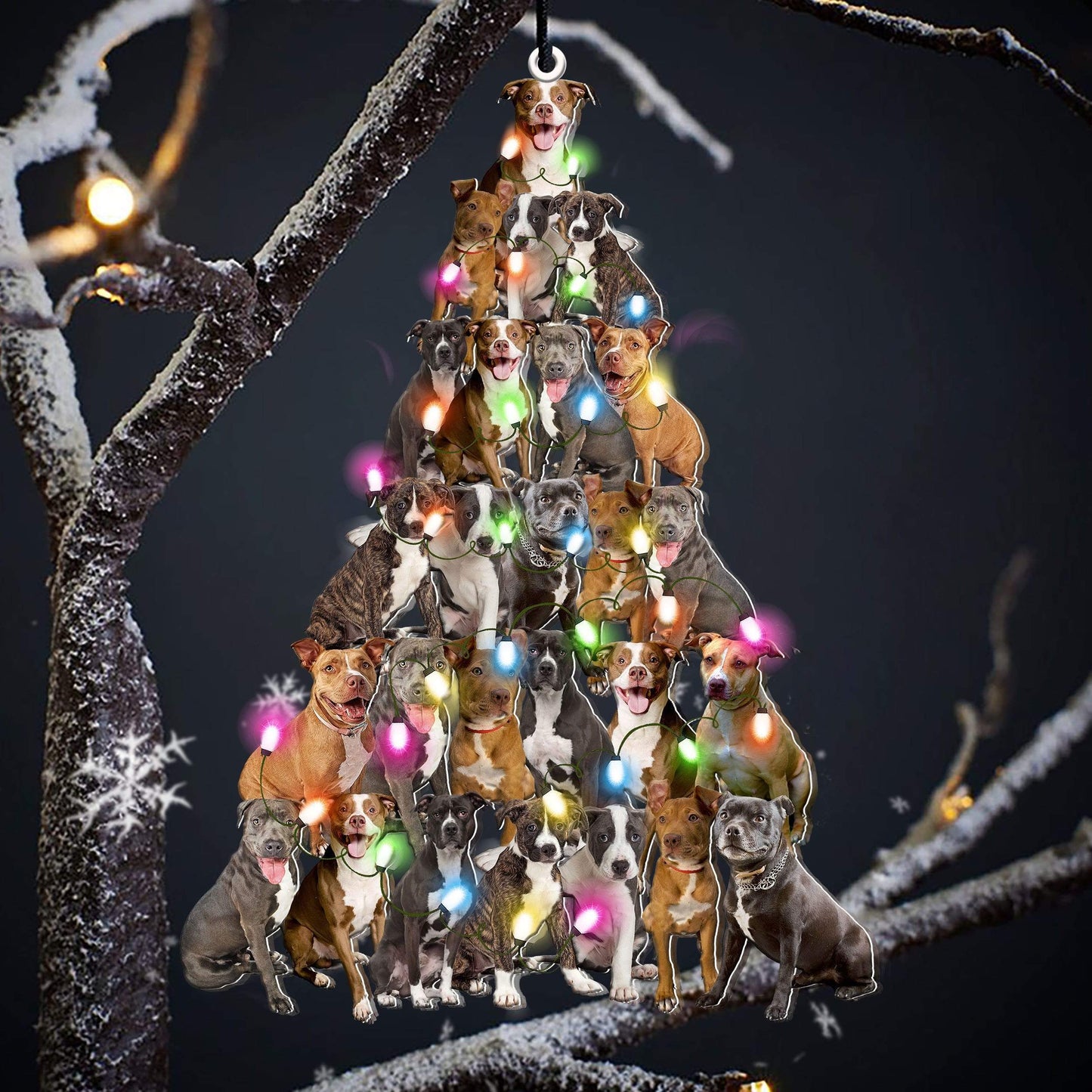 Pitbull Lovely Tree Gift For Pitbull Lover Gift For Dog Mom Ornament