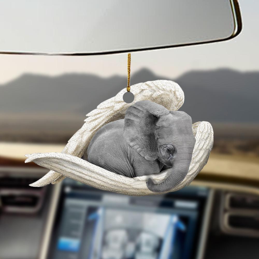 Godmerch- Ornaments- Elephant sleeping angel elephant lovers ornament, Dog Ornaments, Car Ornaments