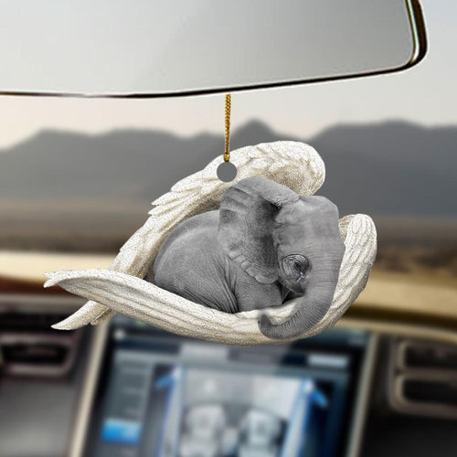 Godmerch- Ornaments- Elephant sleeping angel elephant lovers ornament, Dog Ornaments, Car Ornaments