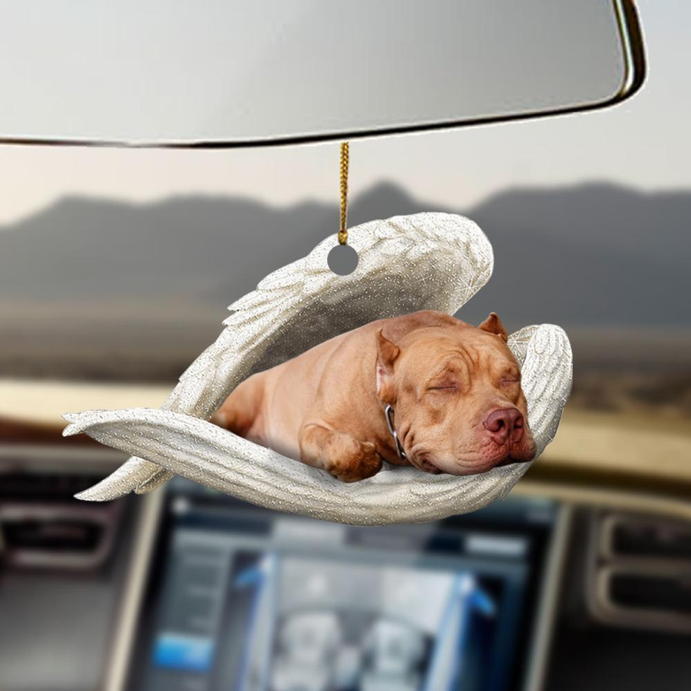Godmerch- Ornaments- Pitbull sleeping angel pitbull lovers dog moms ornament, Dog Ornaments, Car Ornaments
