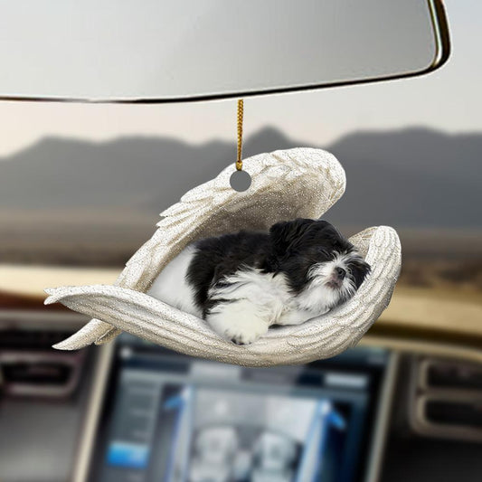 Godmerch- Ornaments- Black and white shih tzu sleeping angel black and white shih tzu lovers dog lovers ornament
