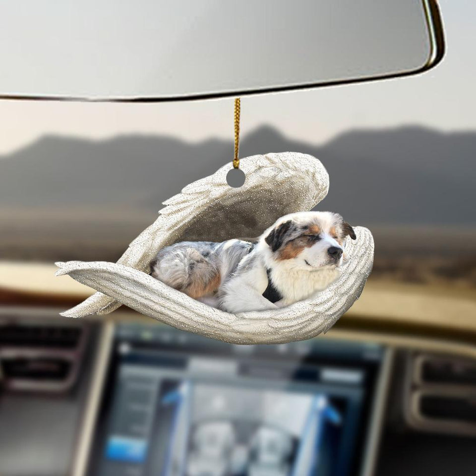 Godmerch- Ornaments- Blue merle Australian Shepherd sleeping angel blue merle Australian Shepherd lover ornament