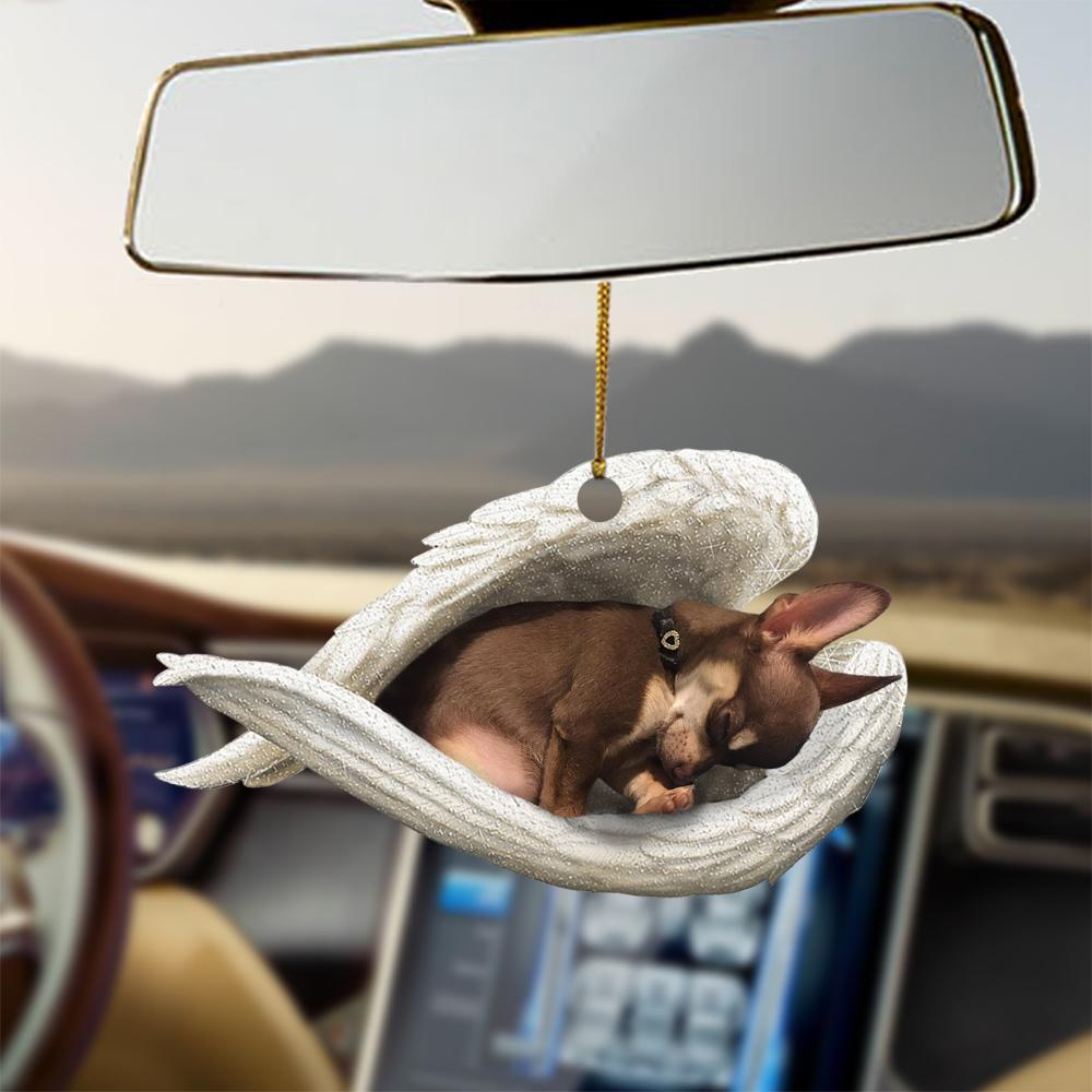 Brown Chihuahua Sleeping Angel Dog Moms Ornament Cus