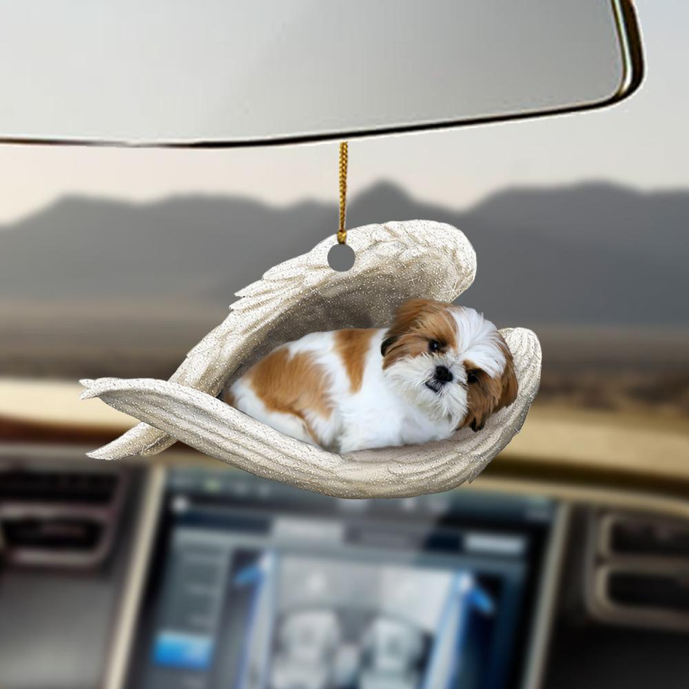Godmerch- Ornaments- Gold white shih tzu sleeping angel shih tzu lover dog lover ornament