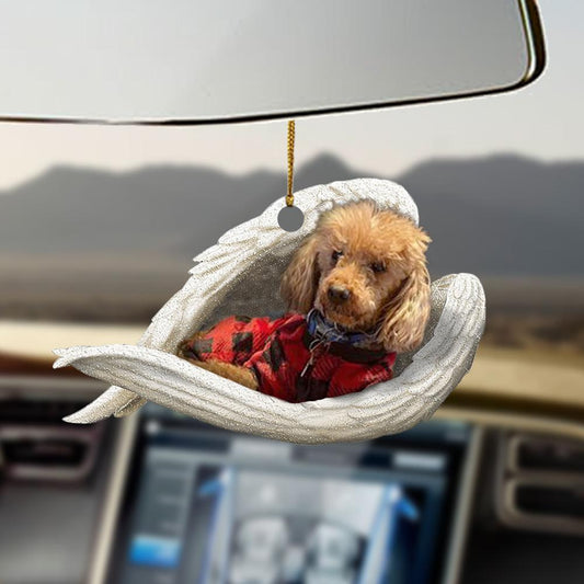 Godmerch- Ornaments- Red poodle sleeping angel red poodle lover ornament, Dog Ornaments, Car Ornaments