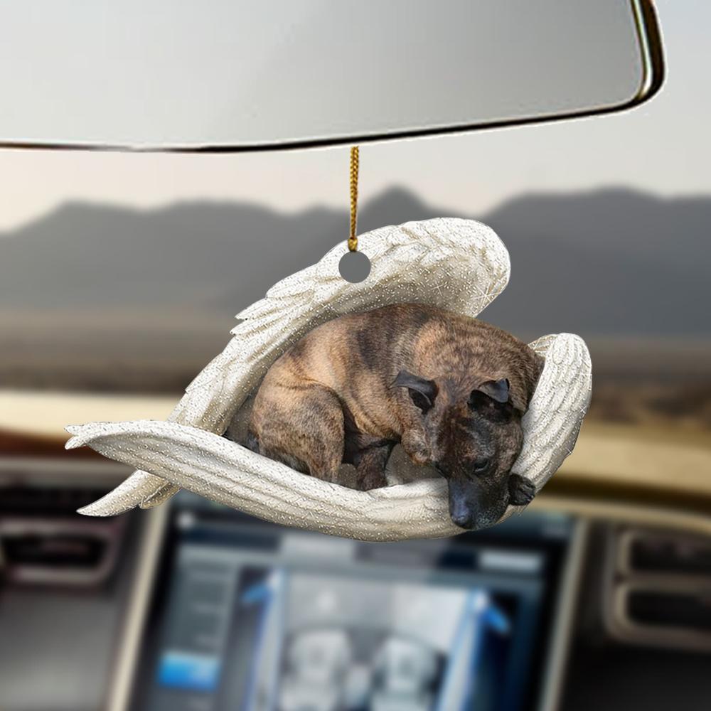 Godmerch- Ornaments- Brindle Staffy sleeping angel brindle Staffy lovers ornament, Dog Ornaments, Car Ornaments