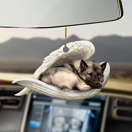 Godmerch- Ornaments- Norwegian Elkhound sleeping angel Norwegian Elkhound lovers dog moms ornament