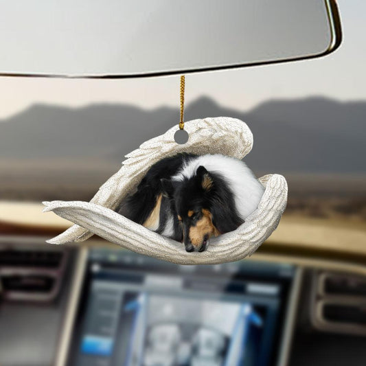 Black Tri-Color Border Collie Sleeping Angel Gift For Collie Lovers Gift For Dog Moms Ornament