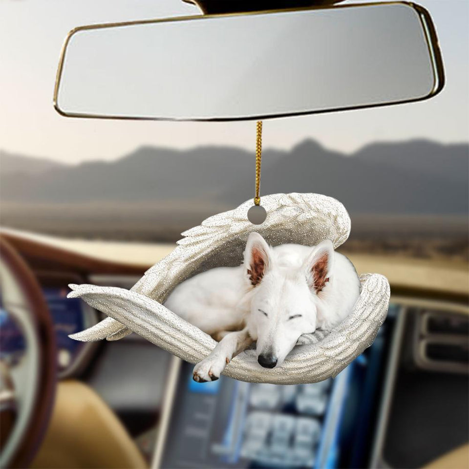 Godmerch- Ornaments- White german shepherd sleeping angel dog moms ornament, Dog Ornaments, Car Ornaments