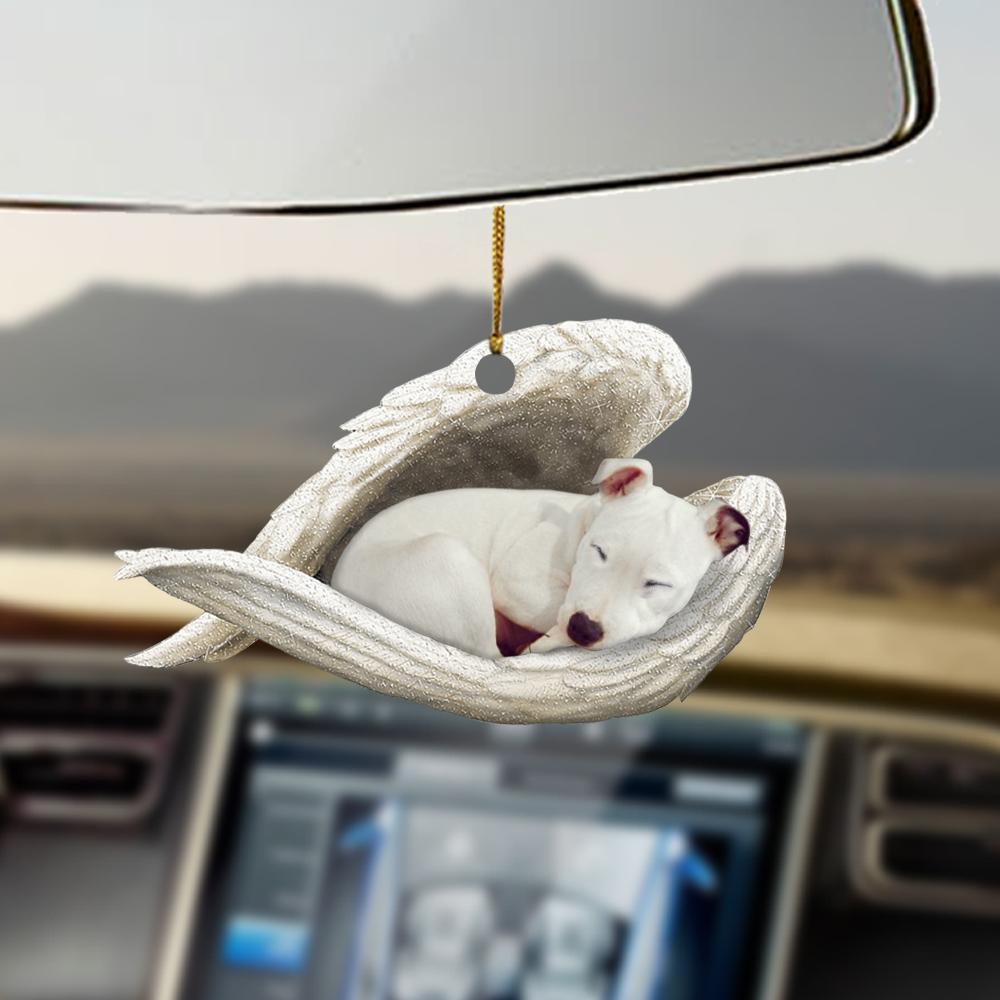 Godmerch- Ornaments- White Staffie sleeping angel white Staffie lover dog mom ornament, Dog Ornaments, Car Ornaments