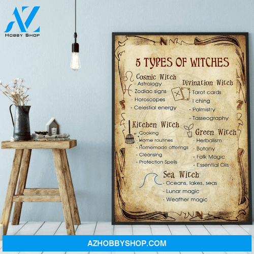 5 Types Of Witches Kitchen Witchery Art Canvas Wall Art