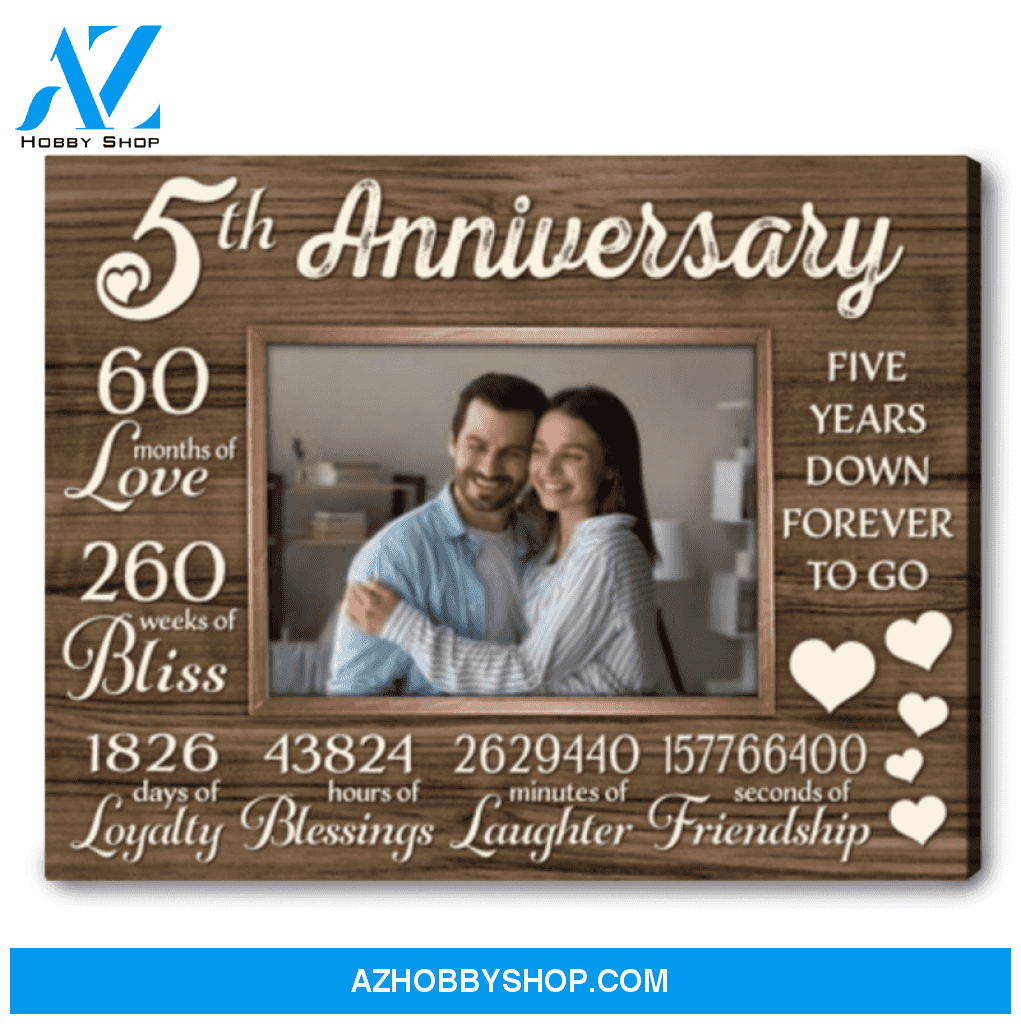 5 Years Of Husband and Wife 5th Anniversary Custom Canvas Gift