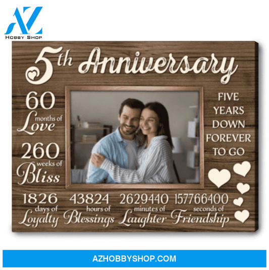 5 Years Of Husband and Wife 5th Anniversary Custom Canvas Gift