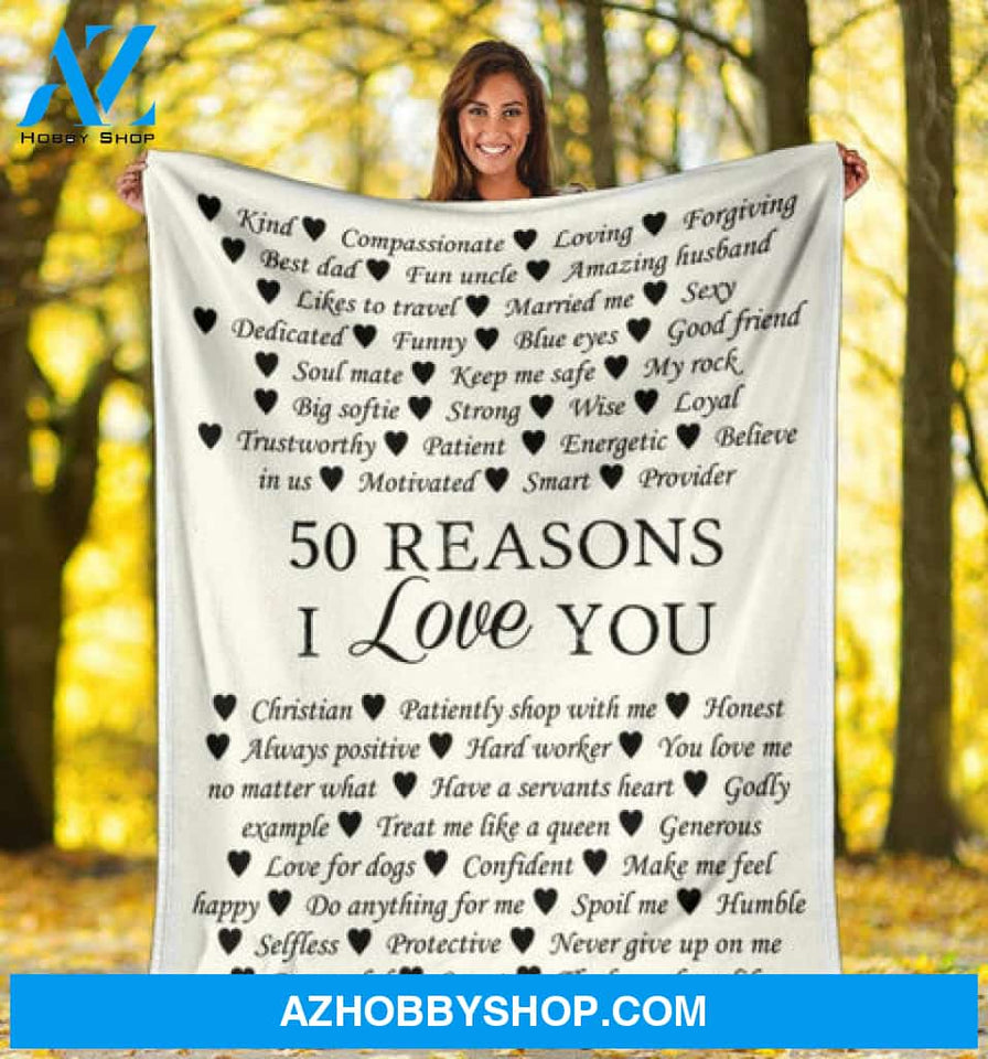 50 Reasons I Love You Blanket Gift for Loved Family Friend 