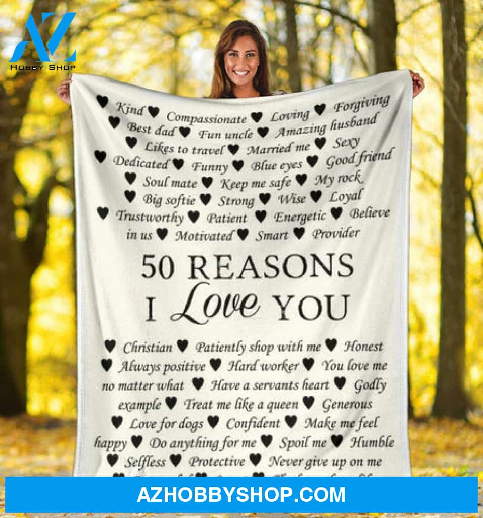 50 Reasons I Love You Blanket Gift for Loved Family Friend 