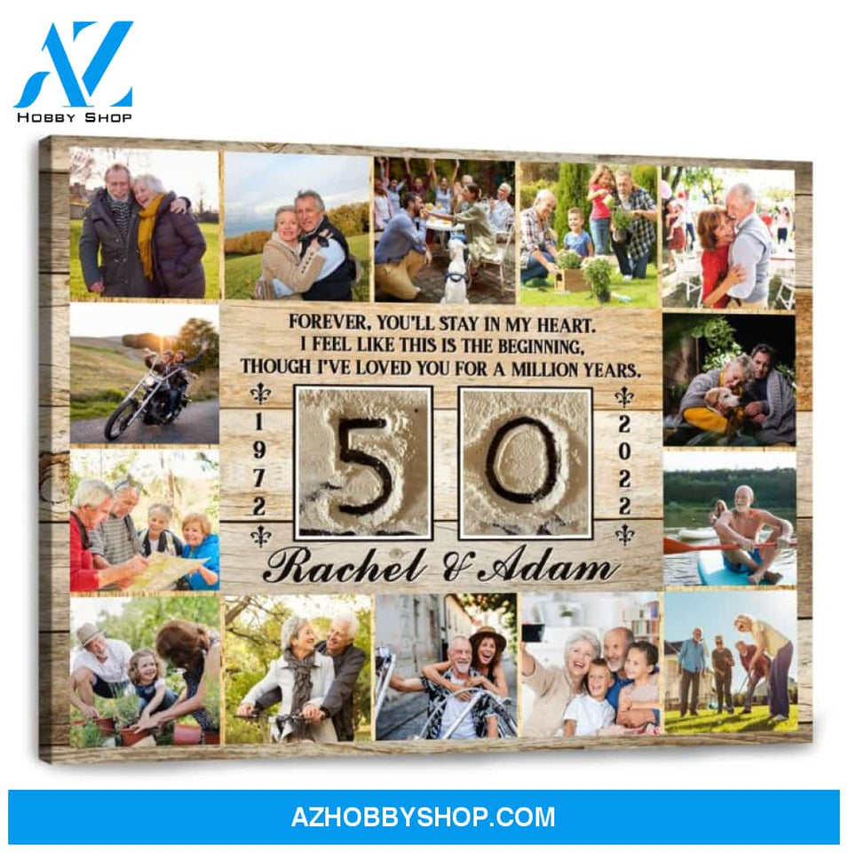 50 Year Wedding Anniversary Gift Personalized Love Canvas