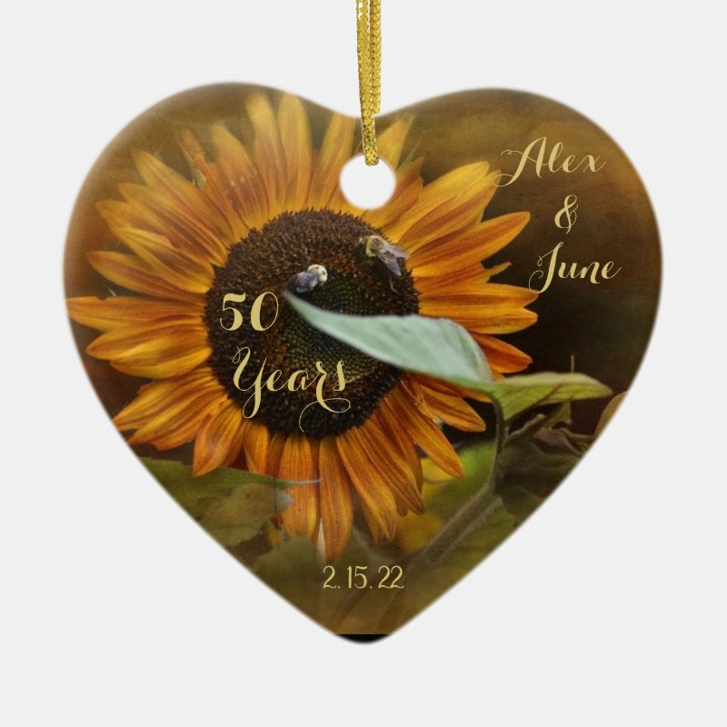 50 Year Anniversary Sunflower Ceramic Ornament
