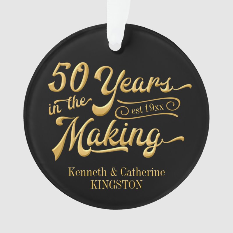 50Th Anniversary Black And Gold Photo Keepsake Ornament