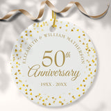 50Th Anniversary Gold Hearts Ceramic Ornament
