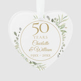 50Th Anniversary Photo Soft Watercolour Leaves Ornament