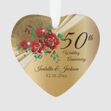 50Th Gold Floral Wedding Anniversary Ornament