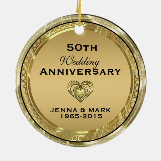50Th Gold Wedding Anniversary Ornament
