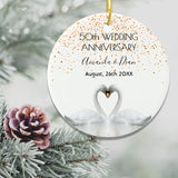 50Th Gold Wedding Anniversary White Swans Ceramic Ornament