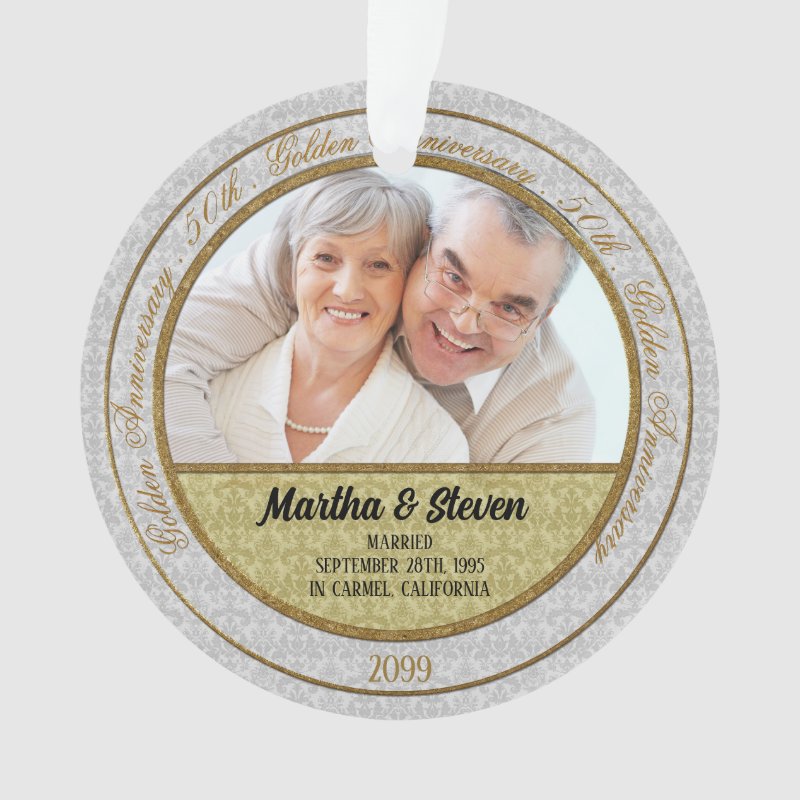 50Th Golden Anniversary Names Year And Photo Ornament