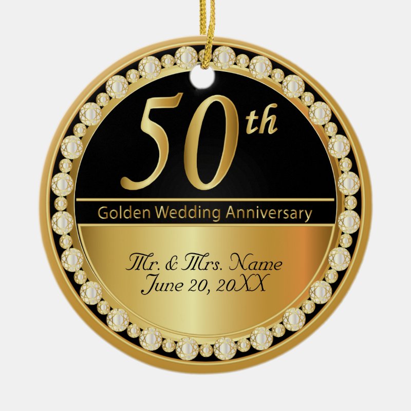 50Th Golden Wedding Anniversary Ceramic Ornament