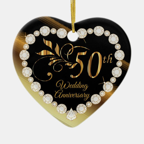 50Th Golden Wedding Anniversary Keepsake Ceramic Ornament