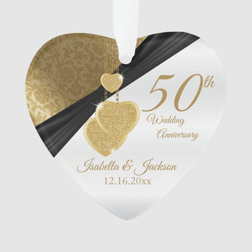 50Th Golden Wedding Anniversary Keepsake Design Ornament