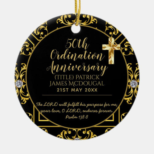 50Th Priest Ordination Anniversary Personalized Ceramic Ornament