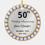 50Th Wedding Anniversary Diamond Custom Names Ceramic Ornament