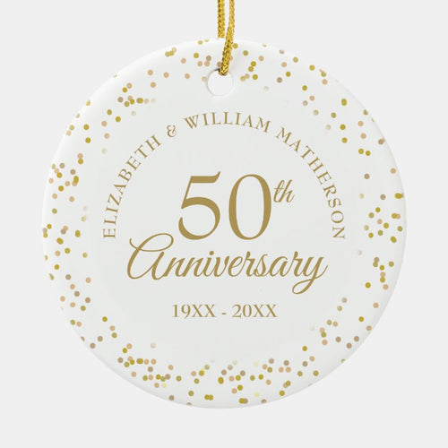 50Th Wedding Anniversary Gold Dust Confetti Ceramic Ornament