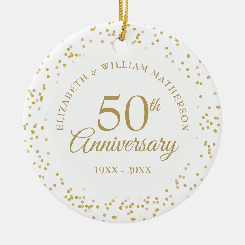50Th Wedding Anniversary Gold Dust Confetti Ceramic Ornament