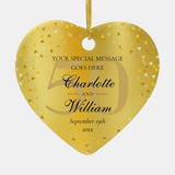 50Th Wedding Anniversary Monogram Gold Hearts  Ceramic Ornament