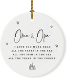 Andaz Press Round Ceramic Porcelain Christmas Ornament Collectible Gift, Oma & Opa, I Love You More Than All The Stars In The Sky, All The Fish In The Sea, All The Trees In The Forest, 1-Pack