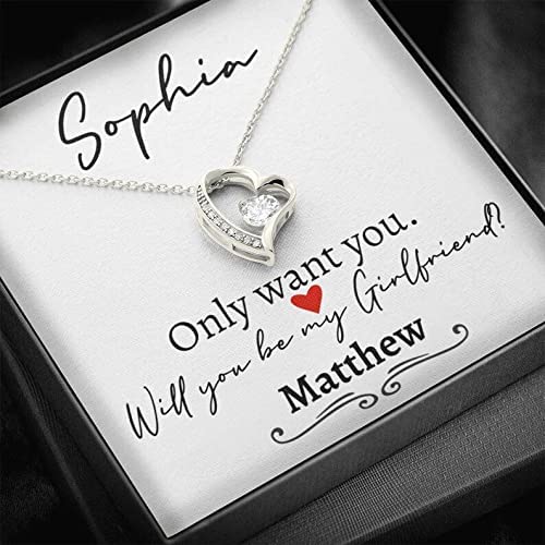 My Girlfriend Gift, Girlfriend Proposal Ideas, Will You Be My Girlfriend Necklace, Unique Valentines Day Necklace, Forever Love Necklace