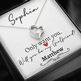 My Girlfriend Gift, Girlfriend Proposal Ideas, Will You Be My Girlfriend Necklace, Unique Valentines Day Necklace, Forever Love Necklace