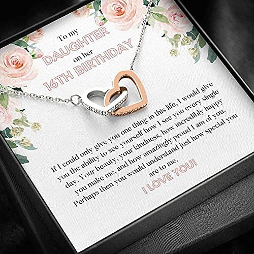 16th Birthday Neaklace Happy Birthday Interlocking Hearts Necklace Daughter 16th Birthday Daughter Necklace Happy