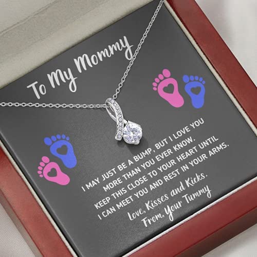 Baby Heart-Feet Alluring Beauty Necklace with Message Card and Gift Box Baby Feet Footprints Necklace for Expecting Mom XL015C