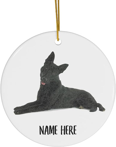 Funny German Shepherd Soild Black Personalized Name Gifts  Christmas Tree Ornaments Circle
