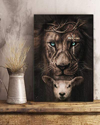 Jesus Lion and sheep Faith - Matte Canvas