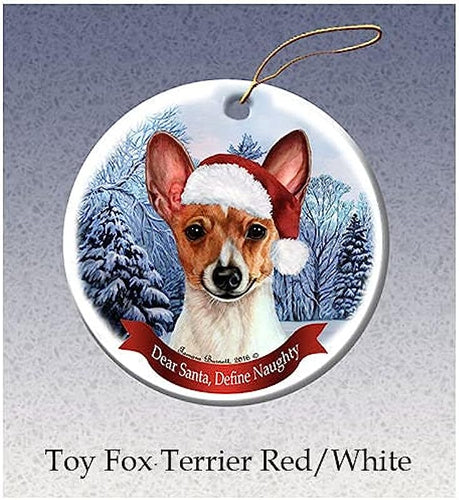 Toy Fox Terrier Dog Ornament, Pet Dog Memorial Ornament Keepsake, Christmas Ornaments , Ceramic Ornament For Christmas Tree Holiday Decor, Hanging Christmas Decor, Dsg146