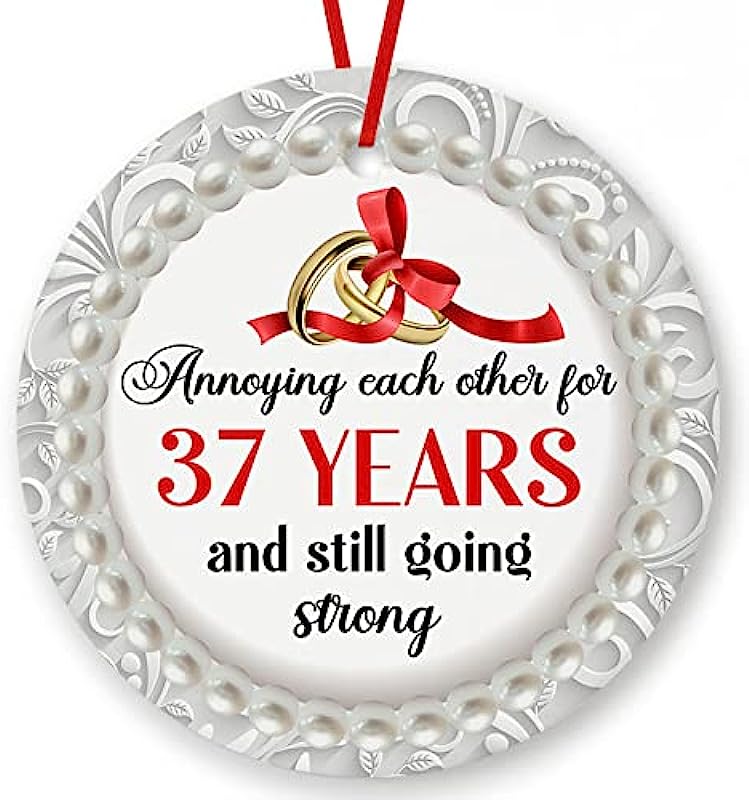 Prezzy Annoying Each Other For 37 Years Ornament Married Couples Christmas Decoration Round Ornaments 2.9