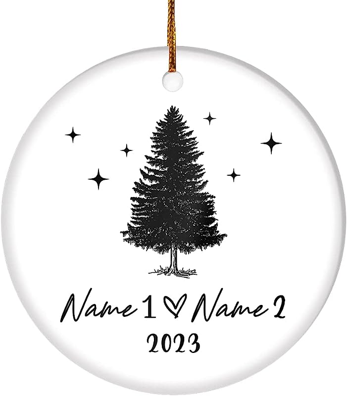 Personalized Couple Names Our First Christmas Together  1St Tree Holiday Party Customized Ornament Circle, White 124 (124)