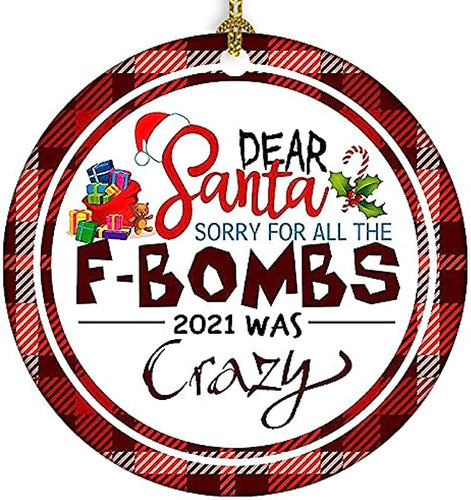 Was Crazy, Christmas Ornaments  Clearance, Double-Side Printed Ceramic Christmas Ornament, Funny Circle Gifts For Women Family, Xmas Tree Decorations Gifts For Christmas